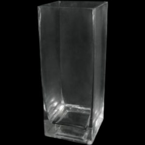 CRISTAL - JARRÓN/MAC. CUAD. TRANSPARENTE 8X8X21 CM