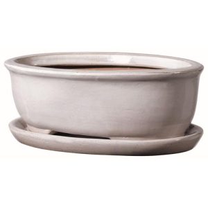 Maceta Bonsai San Oval 32 cm. Blanco diámetro 32x22 x altura