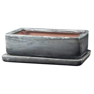 Maceta Bonsai San Rectangular 23 cm. Gris diámetro 23x15 x a